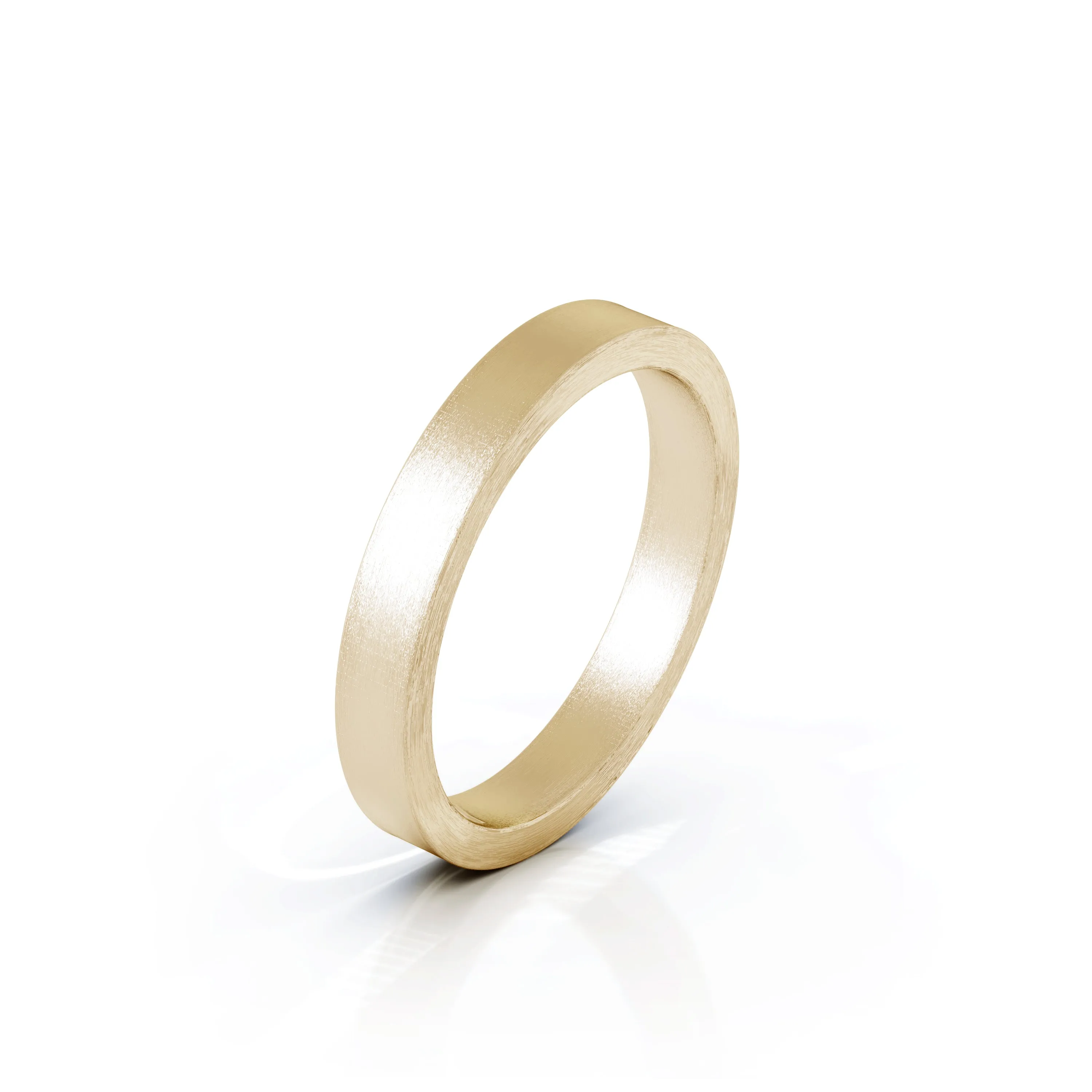 Square Profile 3MM Matte Finish Wedding Band in 14K Gold