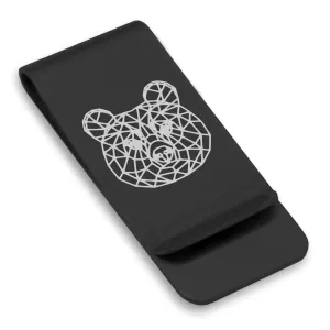 Stainless Steel Geometric Polygon Brown Bear Classic Slim Money Clip