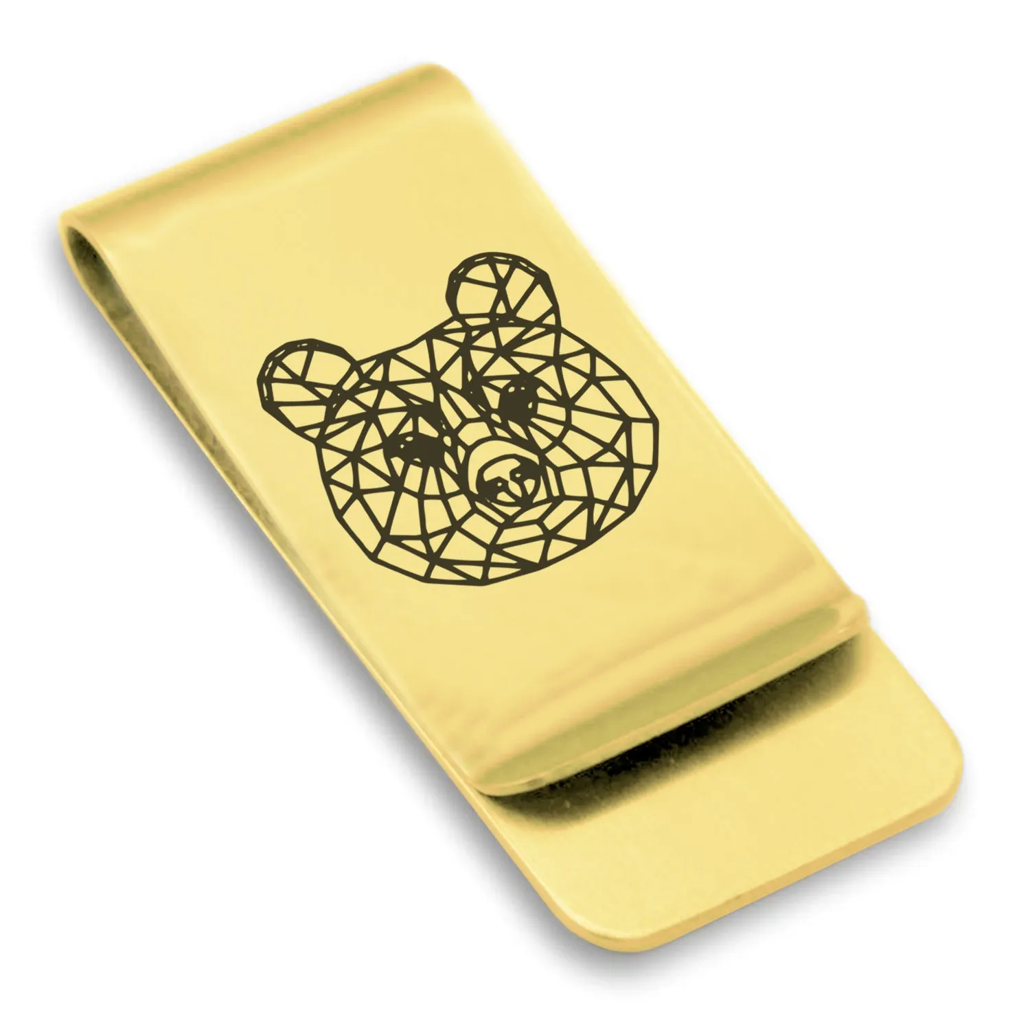 Stainless Steel Geometric Polygon Brown Bear Classic Slim Money Clip