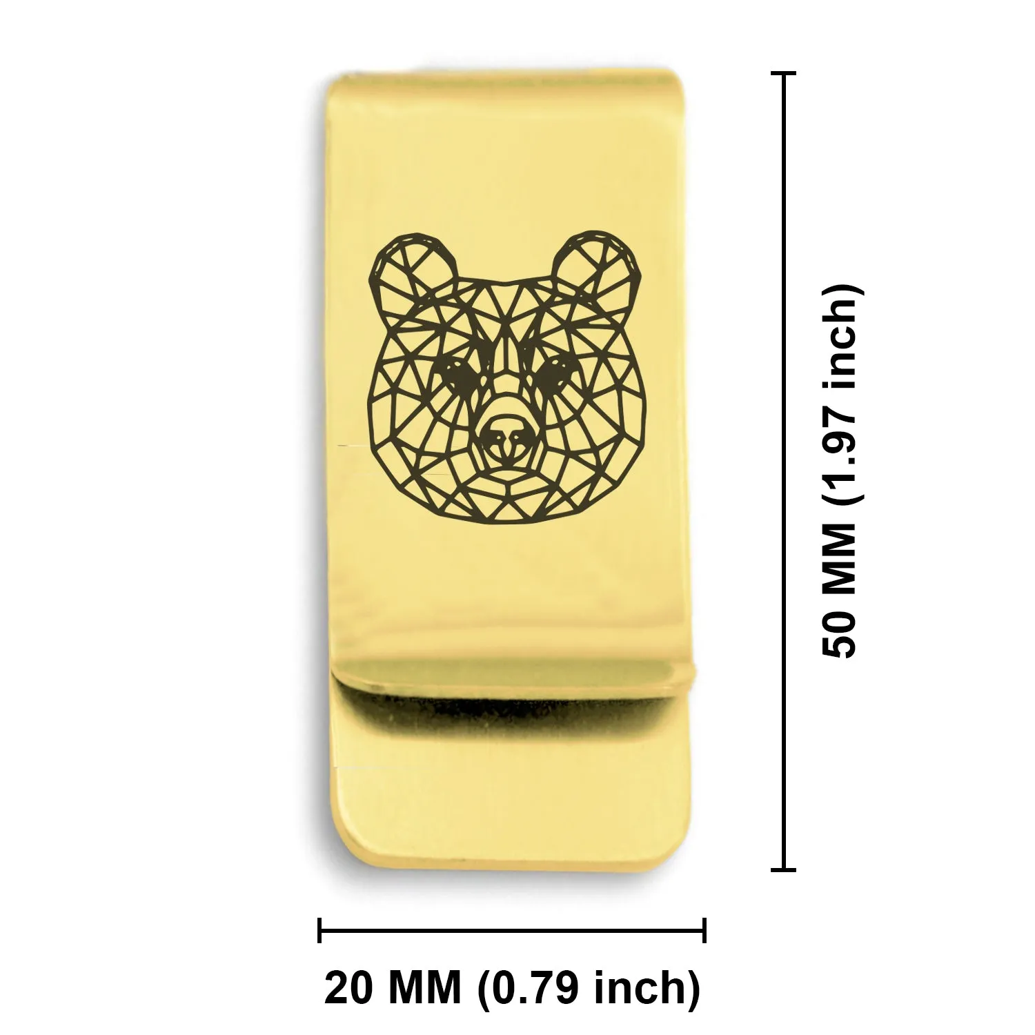 Stainless Steel Geometric Polygon Brown Bear Classic Slim Money Clip