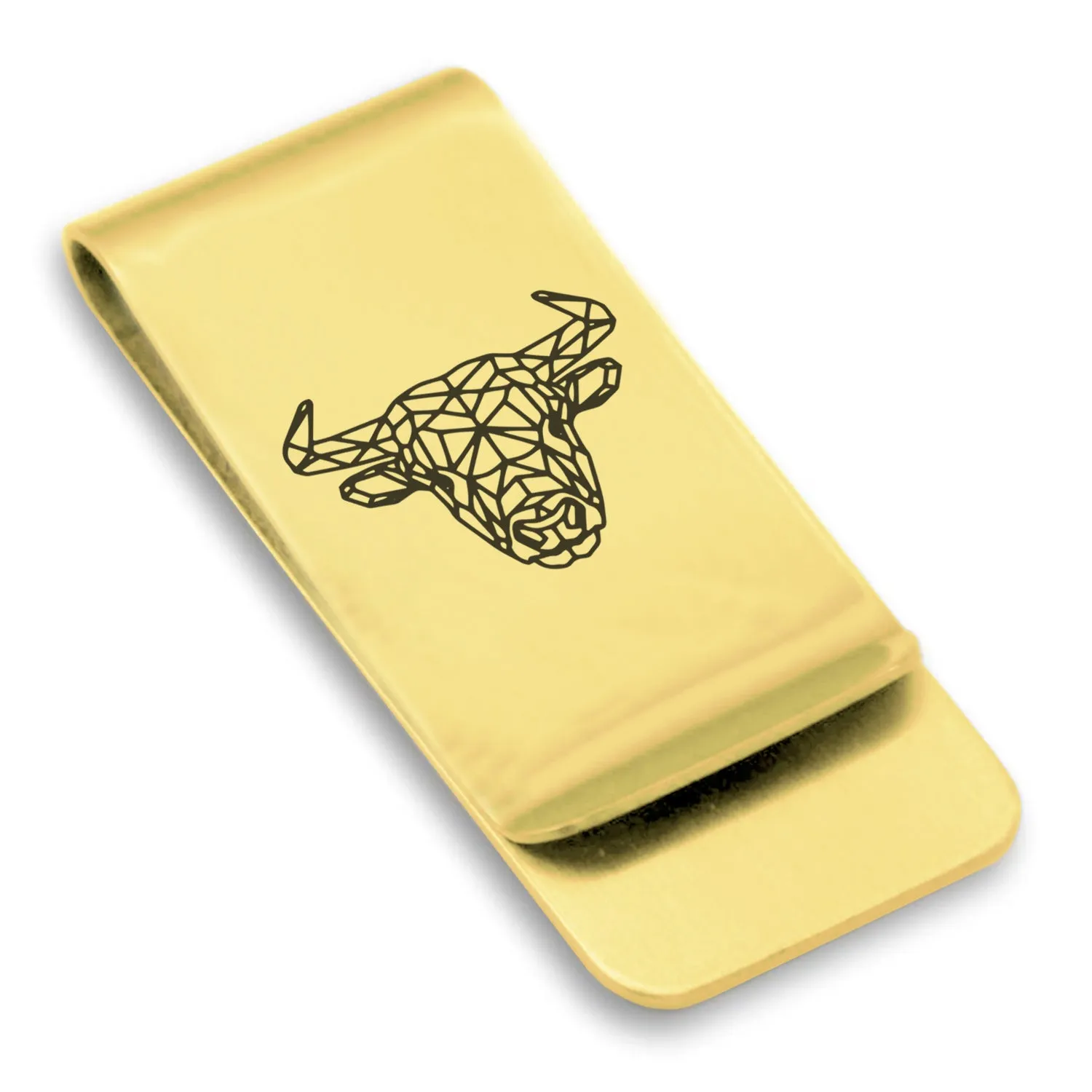 Stainless Steel Geometric Polygon Bull Classic Slim Money Clip