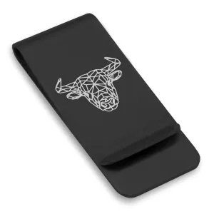 Stainless Steel Geometric Polygon Bull Classic Slim Money Clip