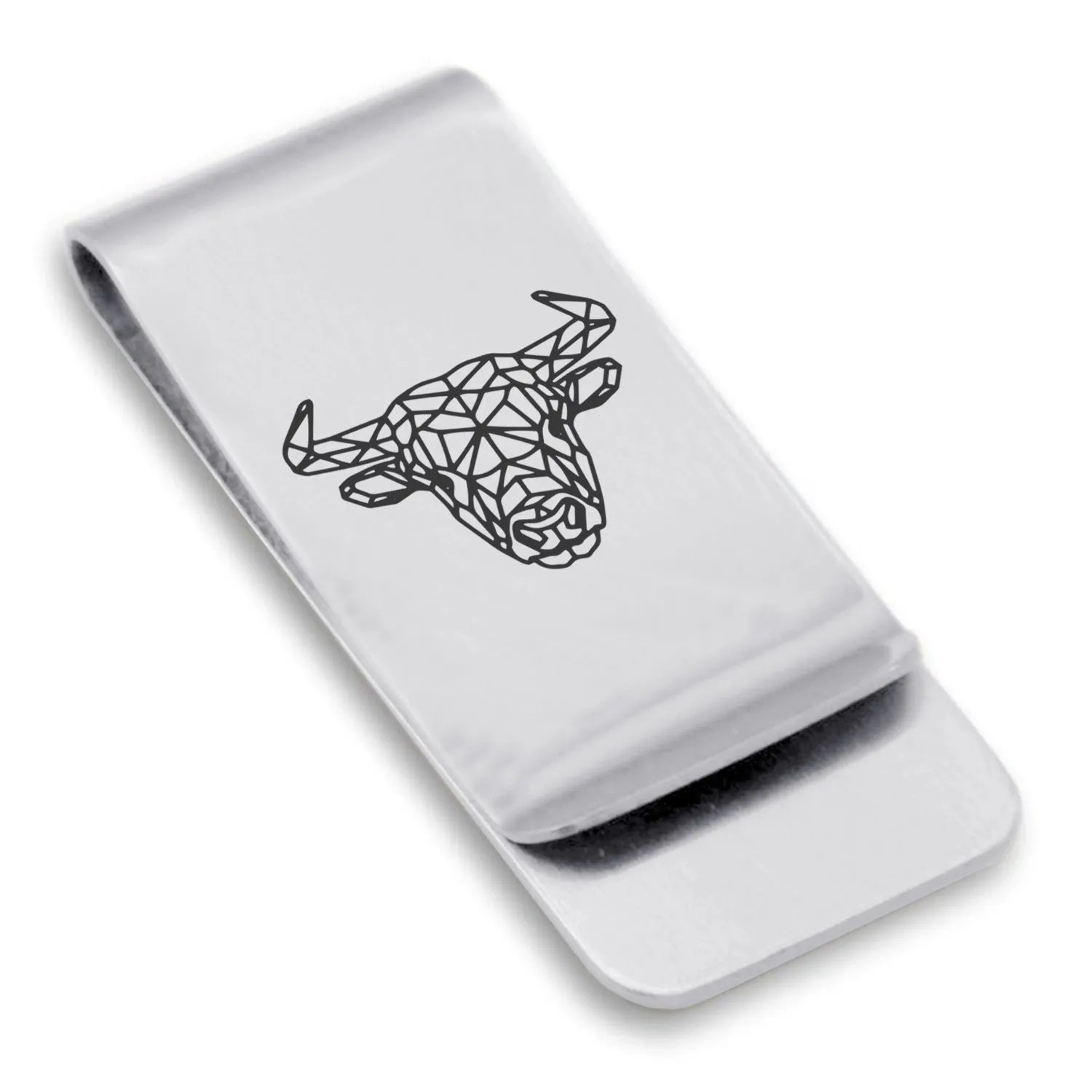 Stainless Steel Geometric Polygon Bull Classic Slim Money Clip