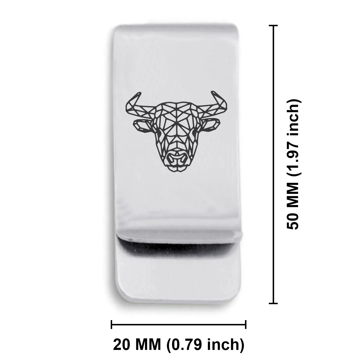 Stainless Steel Geometric Polygon Bull Classic Slim Money Clip