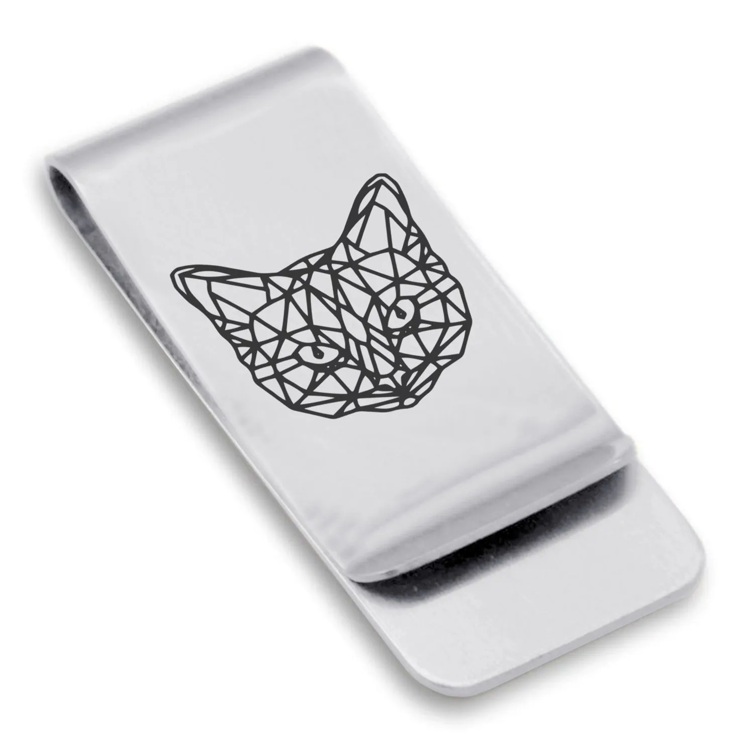 Stainless Steel Geometric Polygon Cat Classic Slim Money Clip