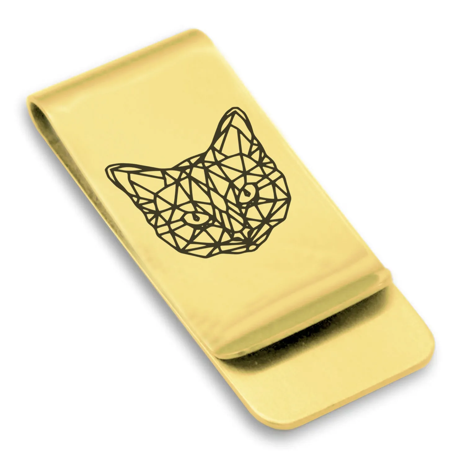 Stainless Steel Geometric Polygon Cat Classic Slim Money Clip