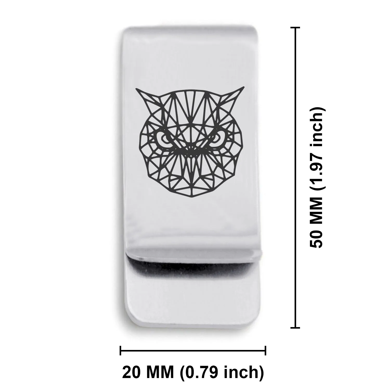 Stainless Steel Geometric Polygon Owl Classic Slim Money Clip