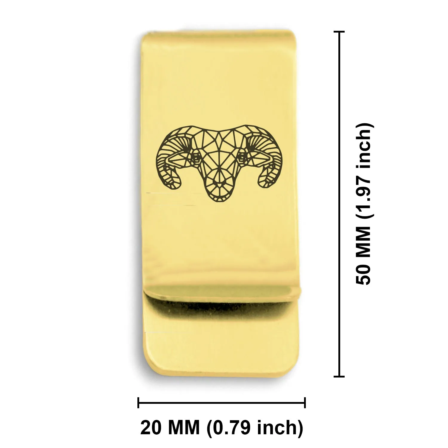 Stainless Steel Geometric Polygon Ram Classic Slim Money Clip
