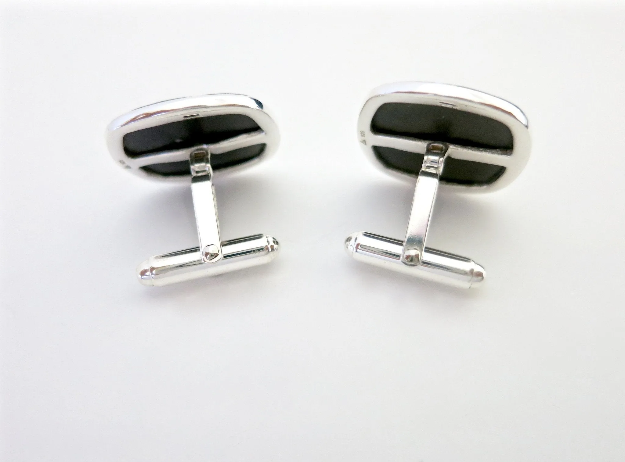 Statement, square, Bidri cufflinks with faceted stone center
