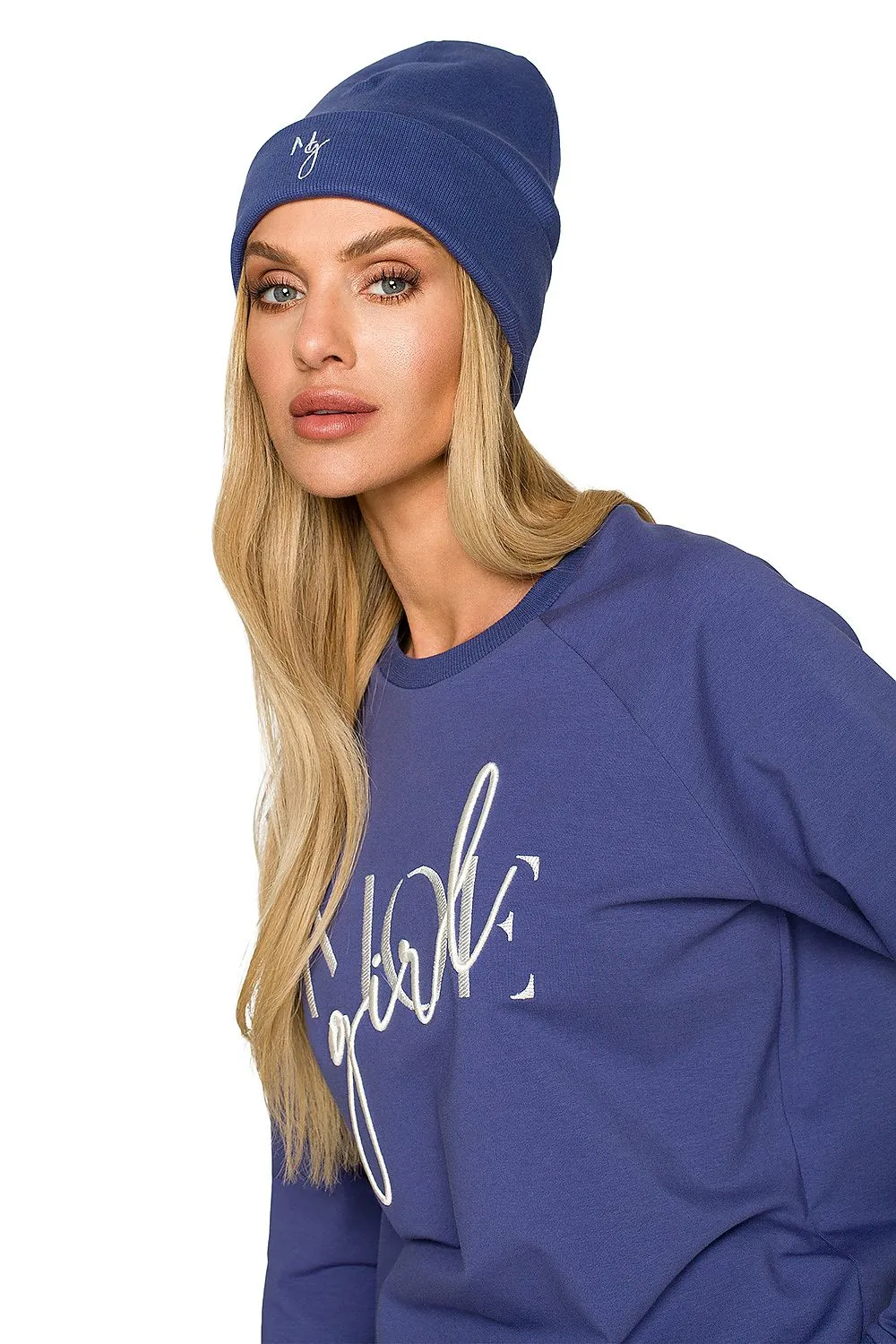 Stretchy ribbed knit fabric hat