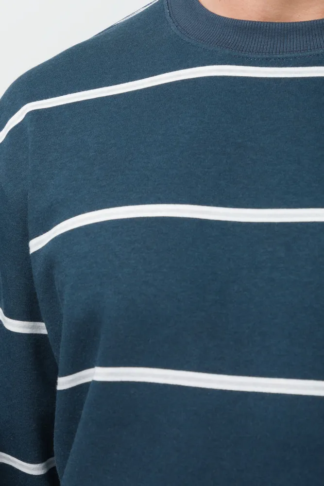 Stripe Crew Neck Tracktop Navy