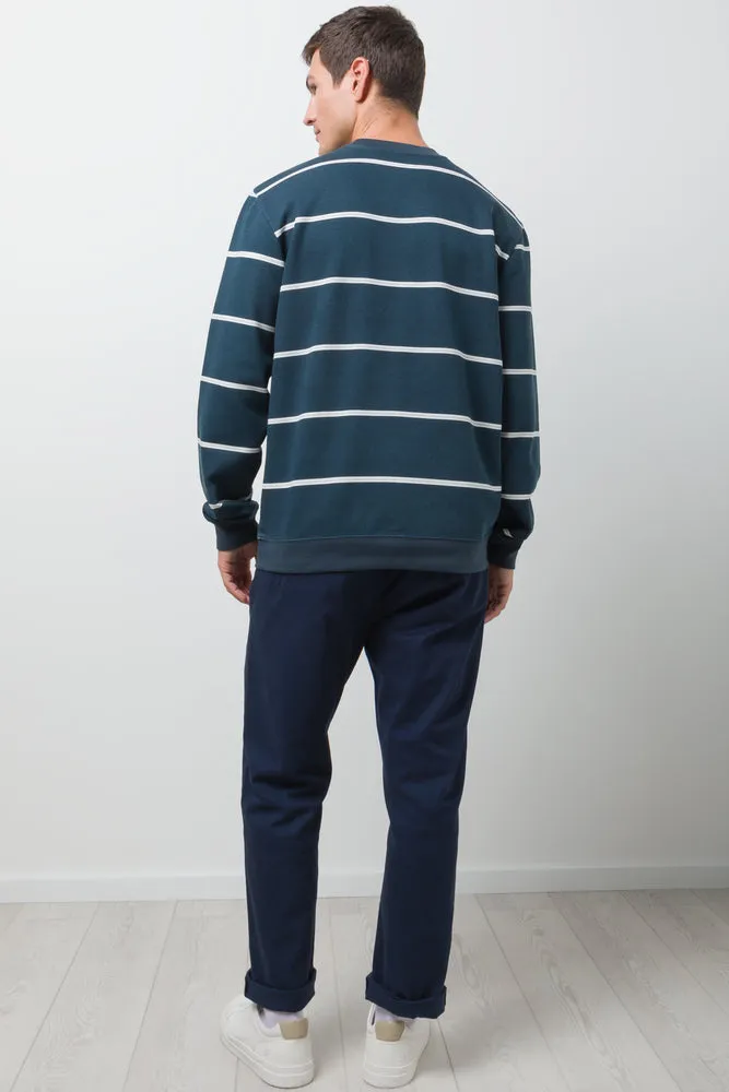 Stripe Crew Neck Tracktop Navy