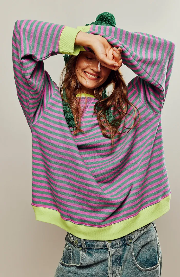 Striped Oversized Sweatshirt | Laid-Back Cool | Colorful & Comfy