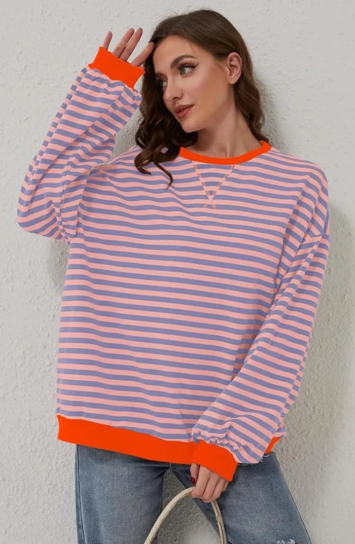 Striped Oversized Sweatshirt | Laid-Back Cool | Colorful & Comfy