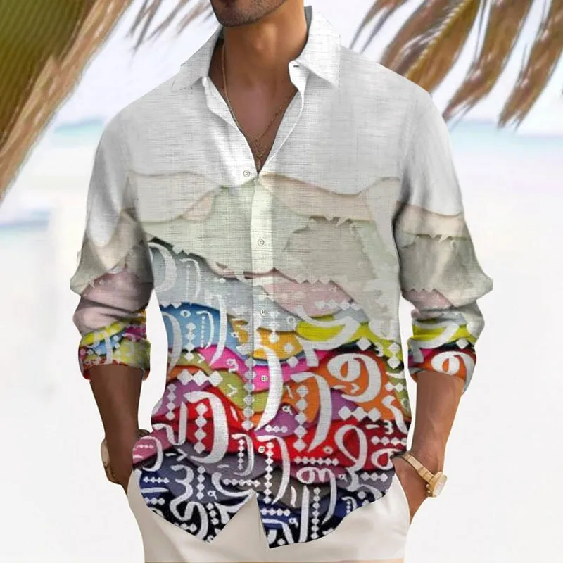 Stylish Casual Art Geometric Print Long Sleeve Shirt