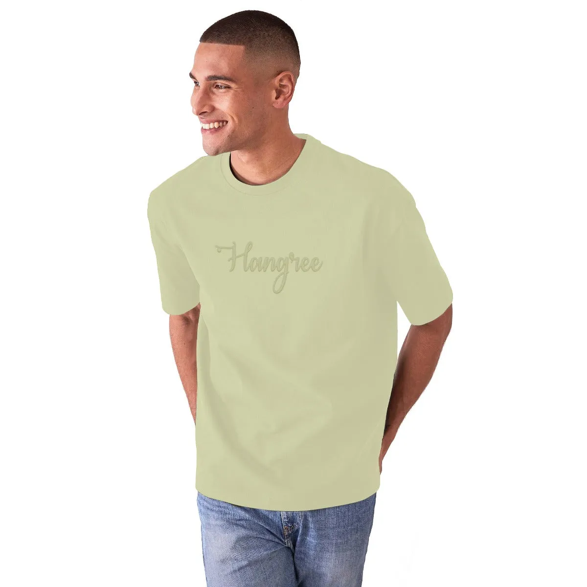 Stylish Hangree Embroidered Men Tee Shirt - Beige