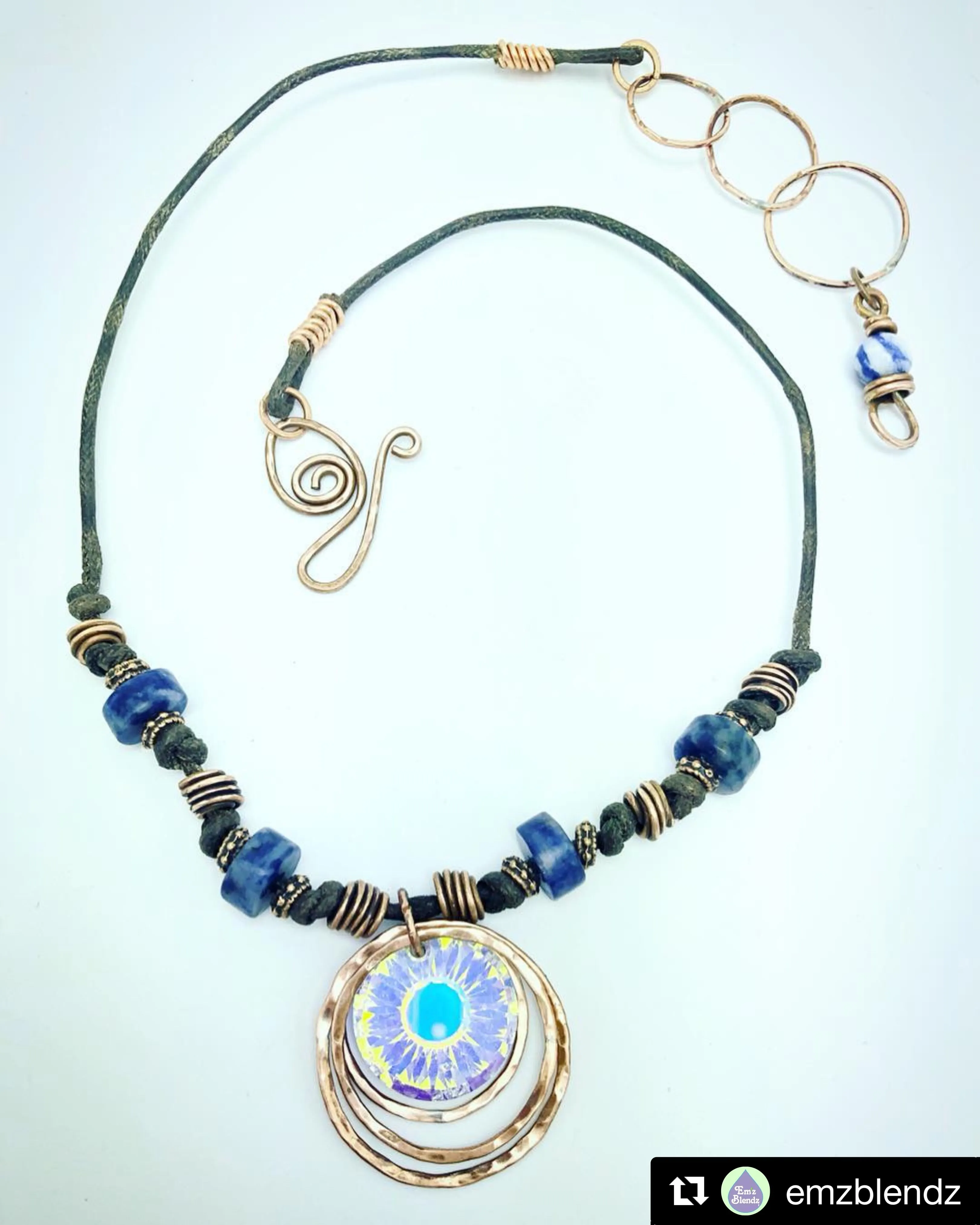 Sunlight Crystal Necklace | Handcrafted with Sodalite & Copper