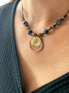 Sunlight Crystal Necklace | Handcrafted with Sodalite & Copper