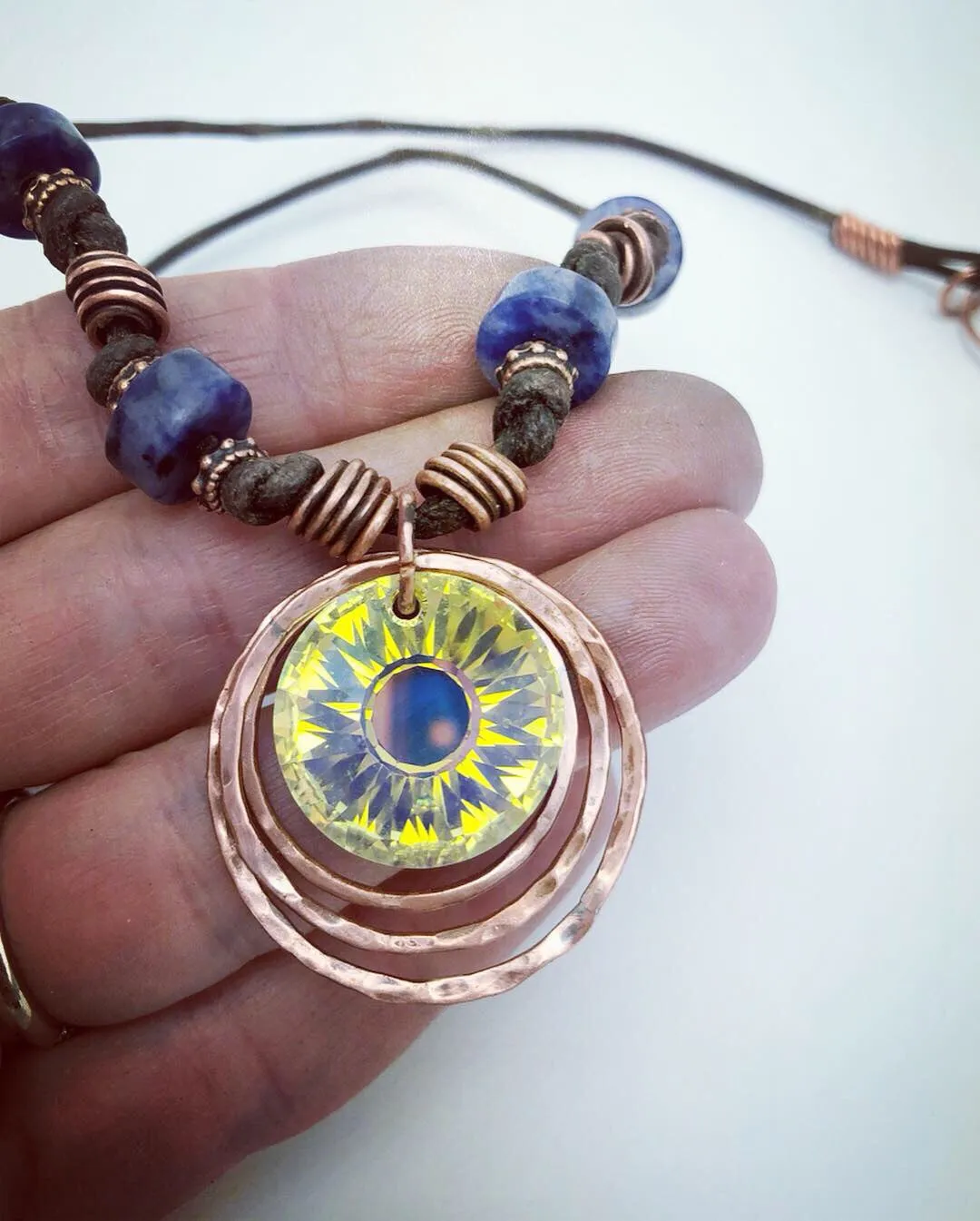 Sunlight Crystal Necklace | Handcrafted with Sodalite & Copper
