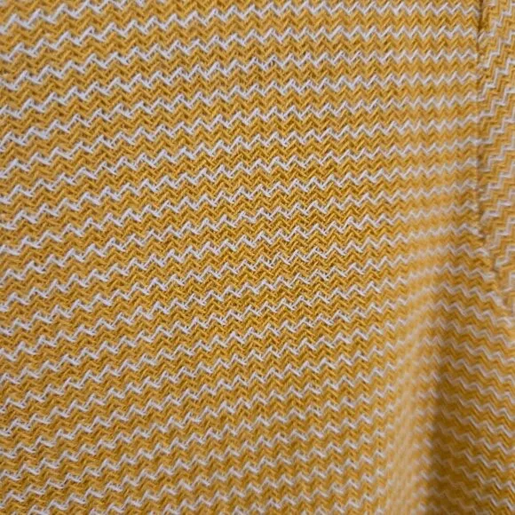 Talbots NWT Petite Mustard White Cotton Blend Crew Neck Logistic Sweater Size Sp