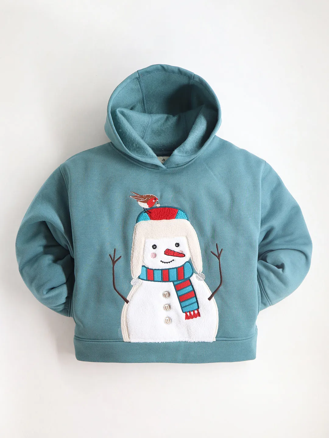 Teal Full Sleeve Hoodie For Kids