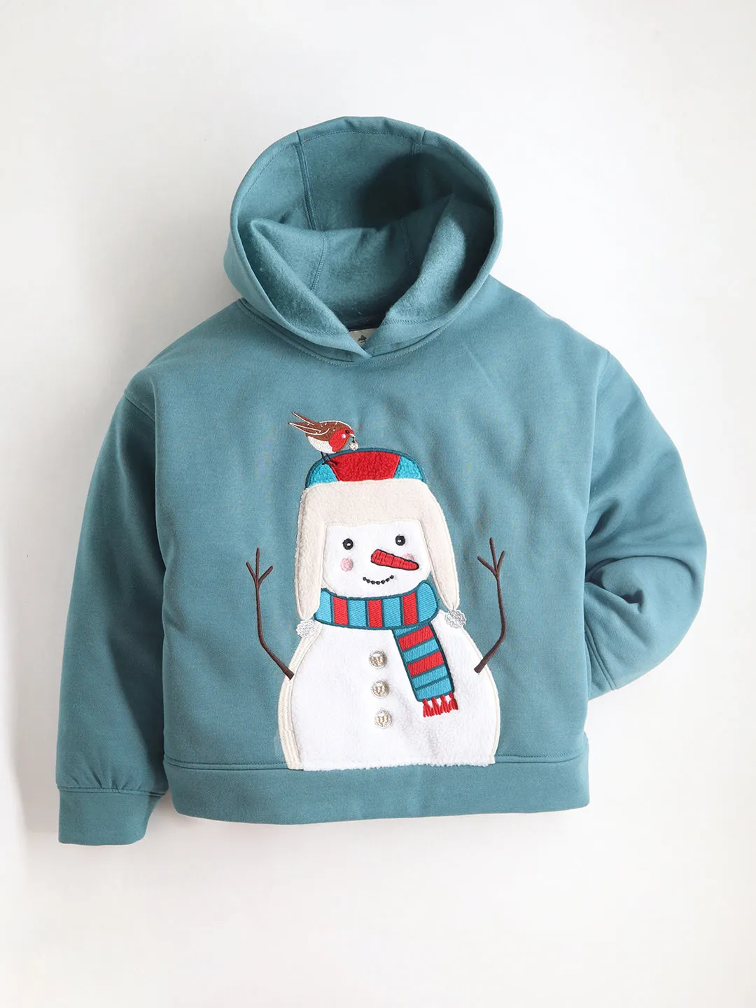 Teal Full Sleeve Hoodie For Kids