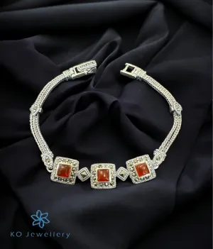 The Arizona Sparkle Silver Marcasite Bracelet (Red)