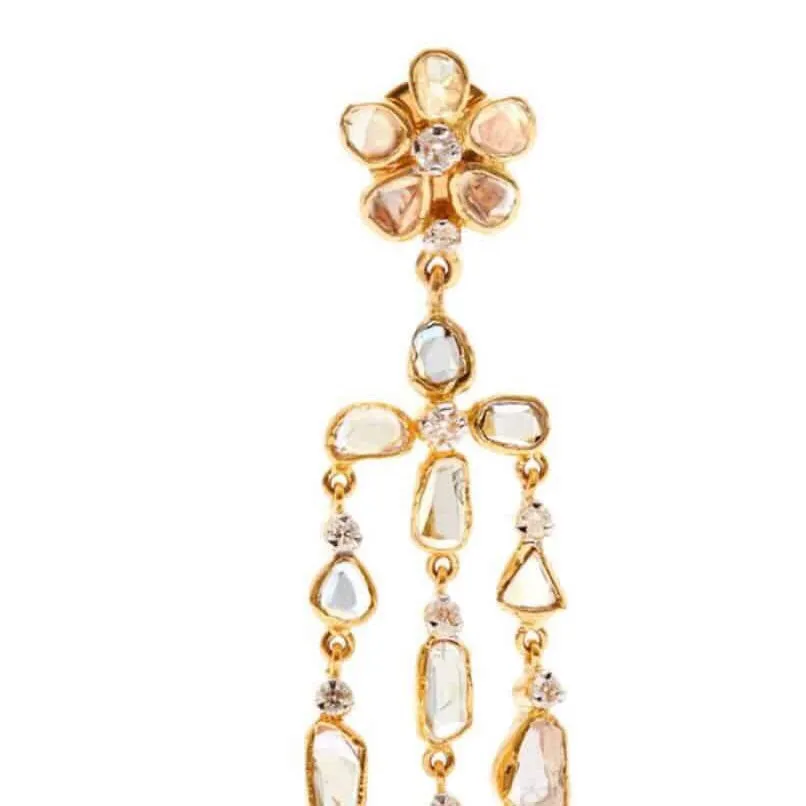 ‘The Beautiful Ones’ Diaphanous Diamonds Chandelier Gold Earrings