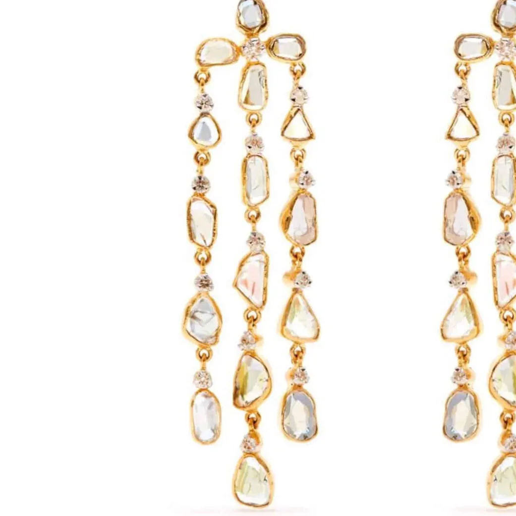 ‘The Beautiful Ones’ Diaphanous Diamonds Chandelier Gold Earrings