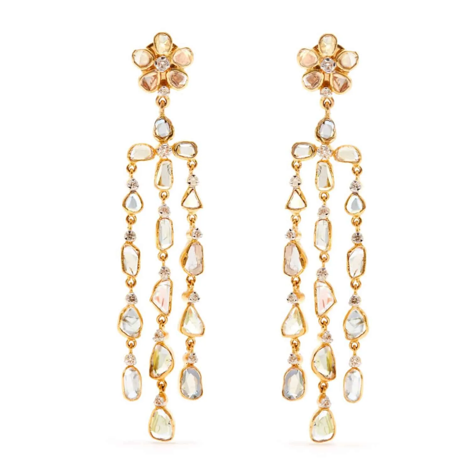 ‘The Beautiful Ones’ Diaphanous Diamonds Chandelier Gold Earrings