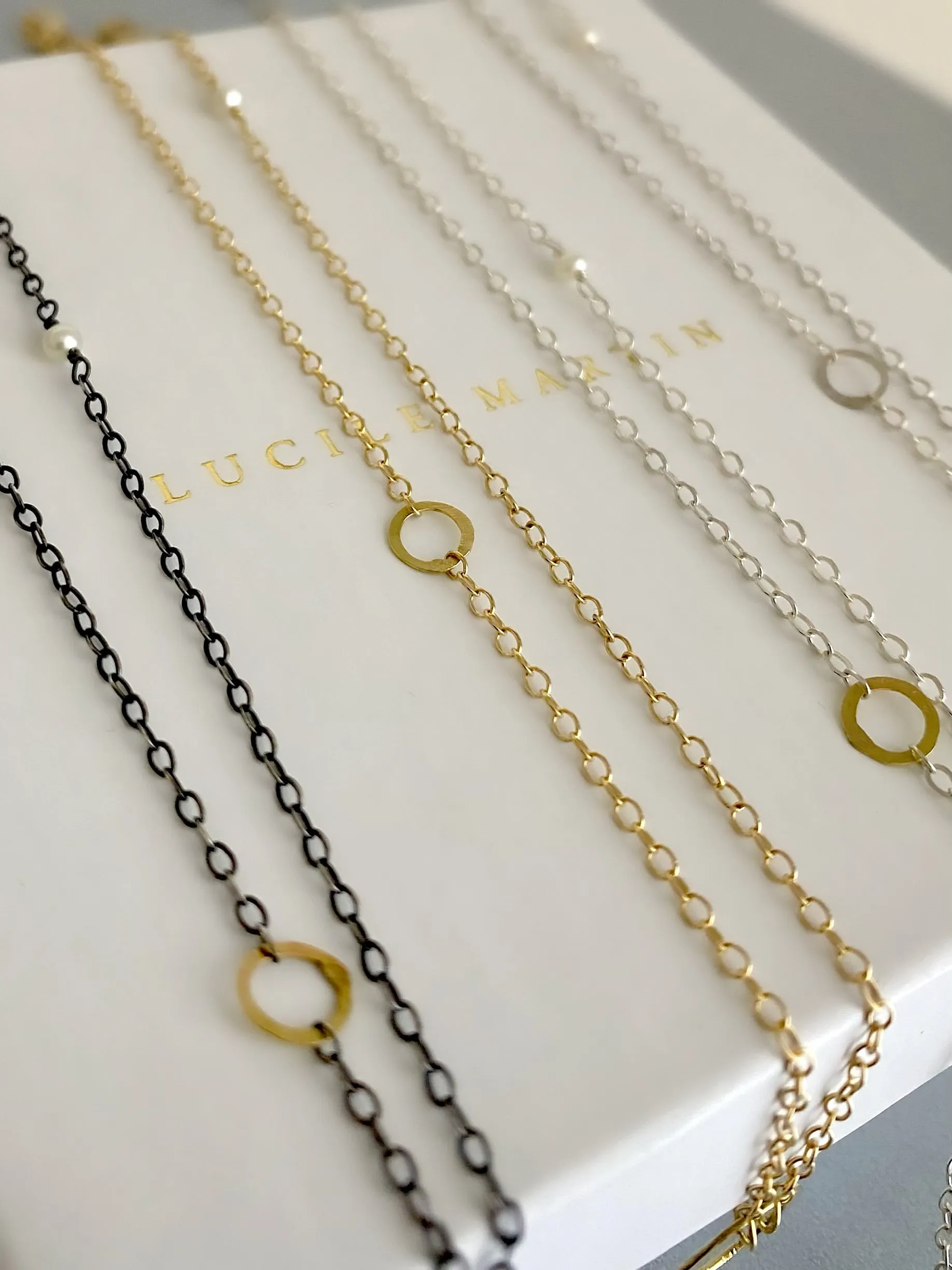 The Delicate Double Circle Necklace, Bright Silver & 18k Gold