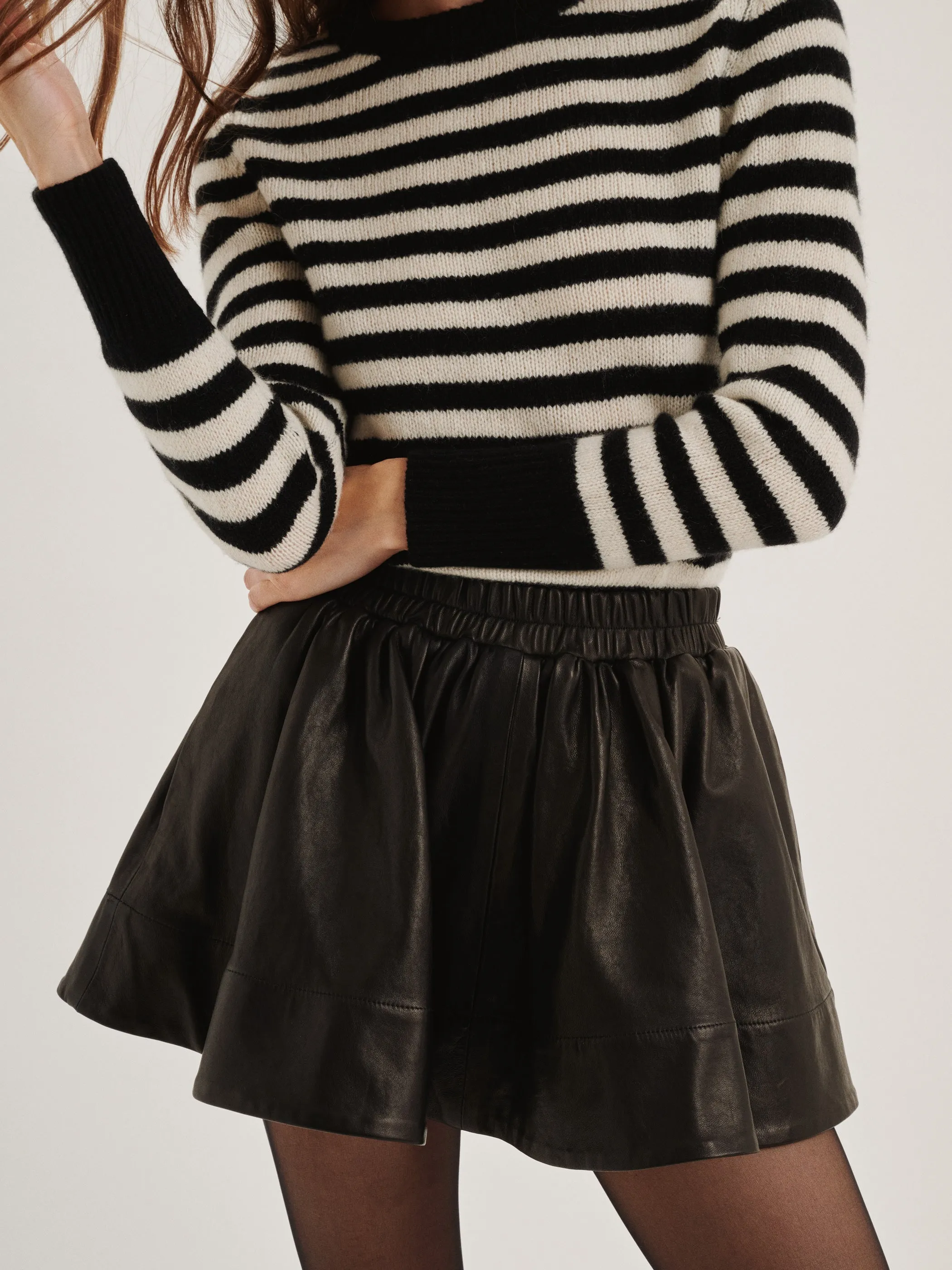 The Lina Mini Circle Skirt in Leather