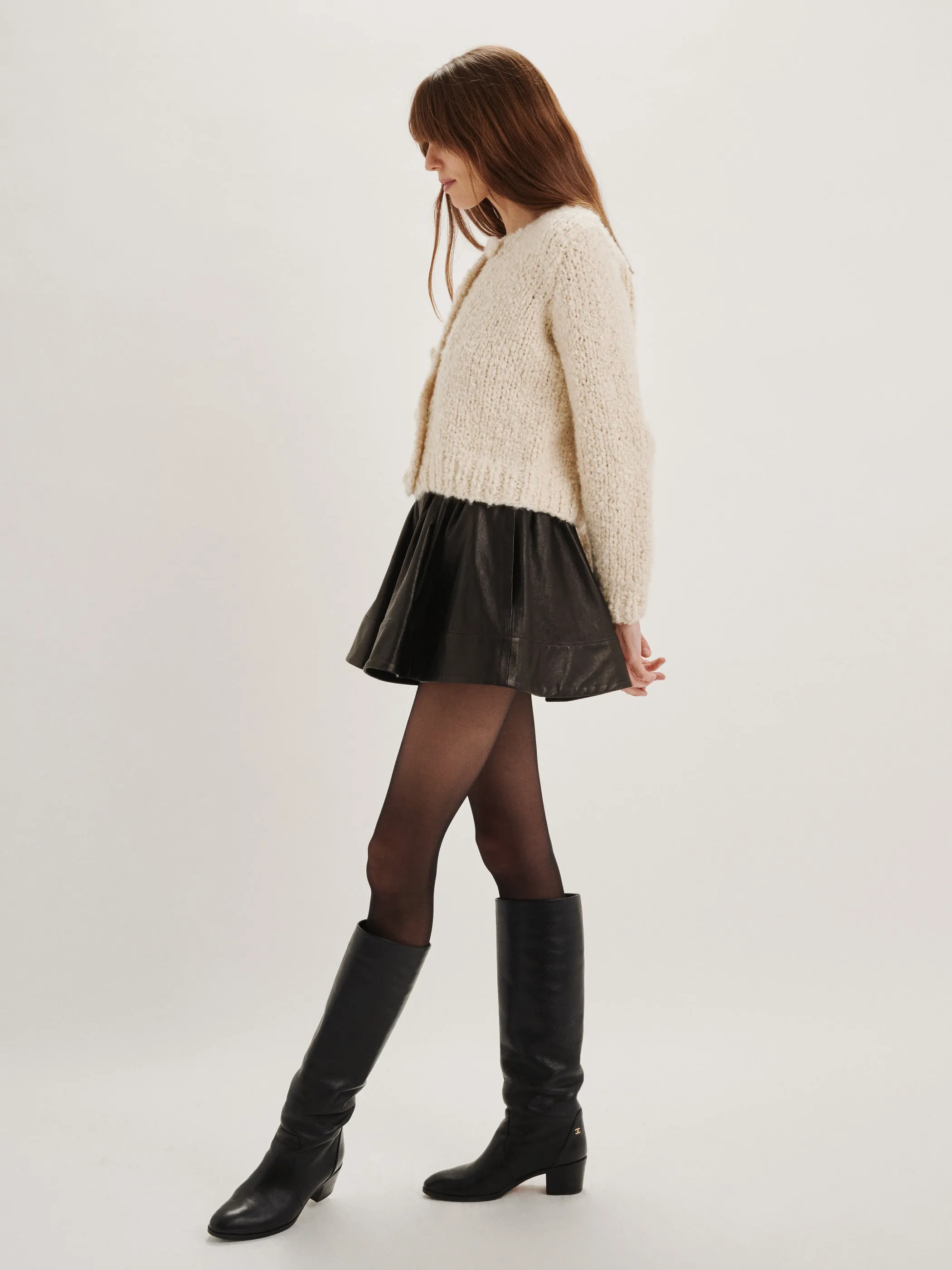 The Lina Mini Circle Skirt in Leather