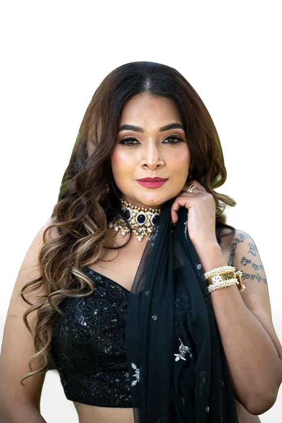 Timeless Black & White embroidery Lehenga Choli - Rent