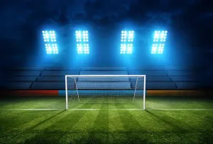 Toile de fond de terrain de football objectif net stade lumières LV-238