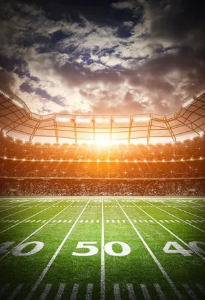 Toile de fond de terrain de football Sunset Stadium pour la photographie LV-311