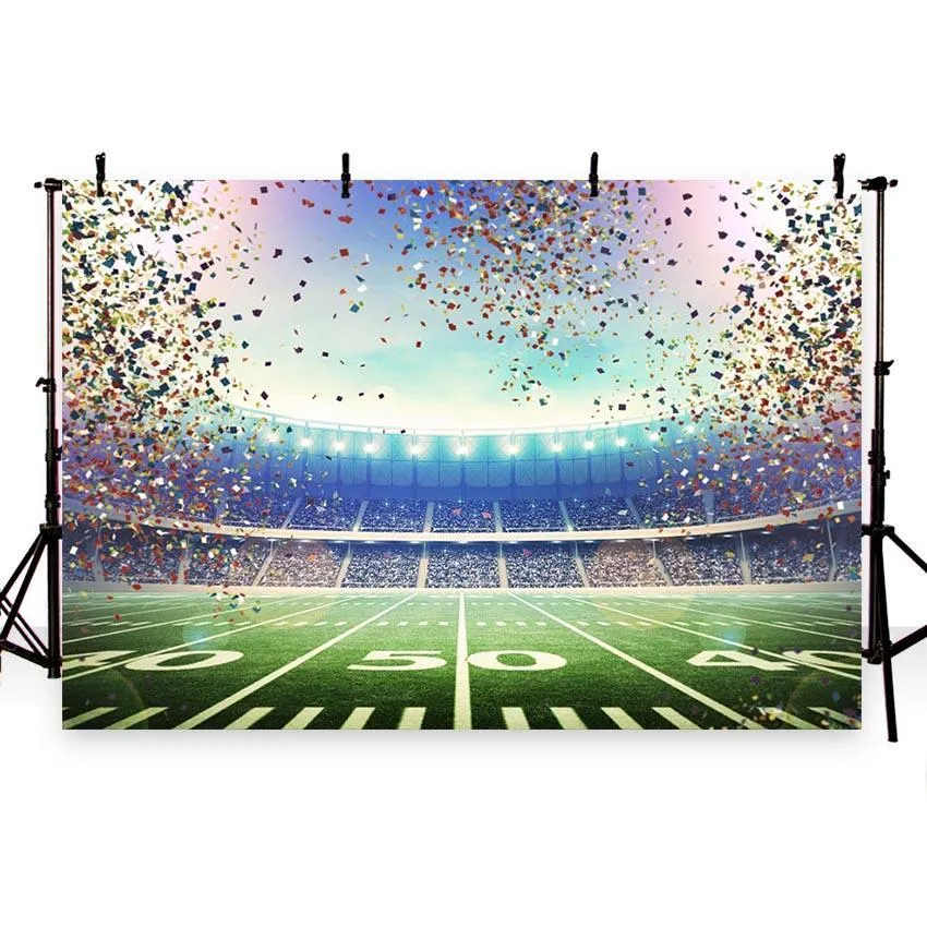 Toile de fond photo de terrain de football Champion de confettis  G-263