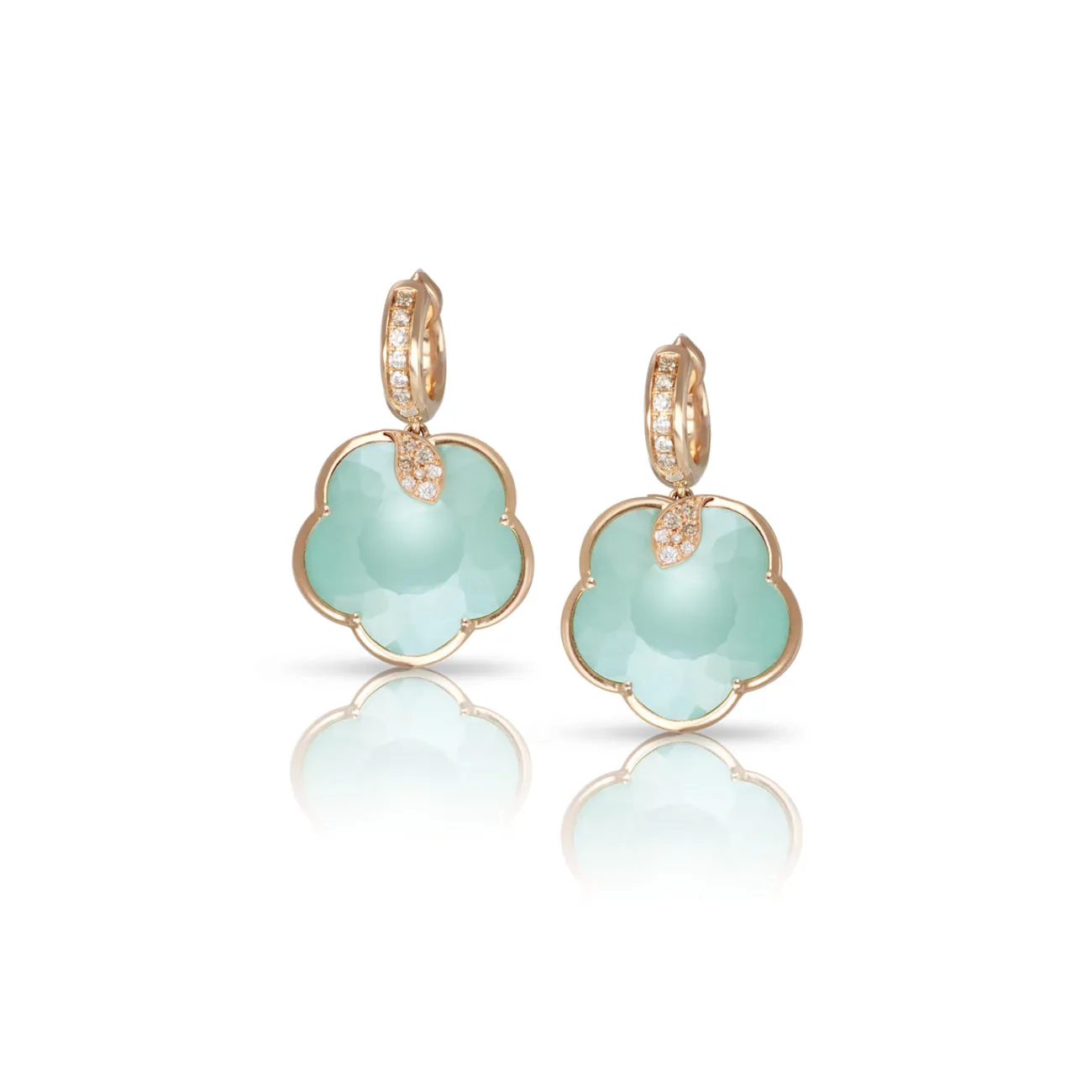 Ton Joli 18K Rose Gold Turquoise & White Moonstone Diamond Pavé Hoop Earrings