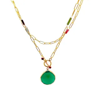 Tourmaline Paperclip Toggle With Pendant Necklace