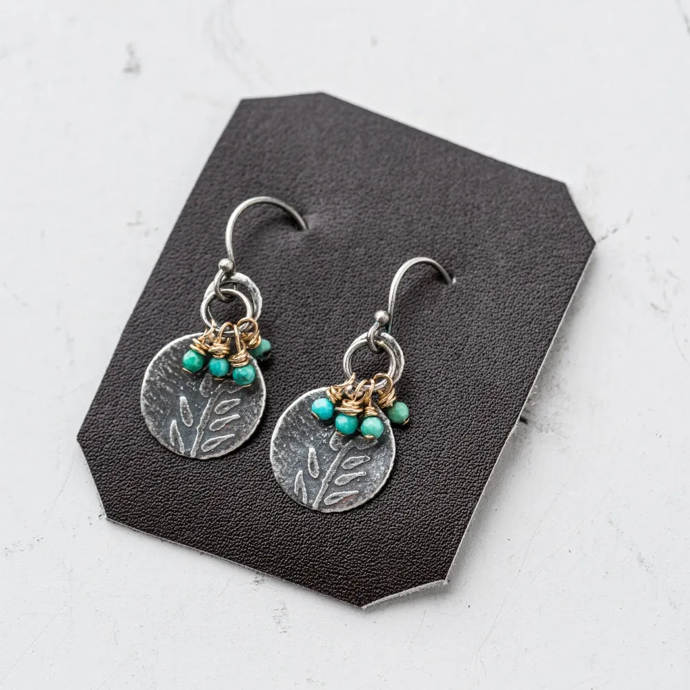 Turquoise Fern Earrings in Silver