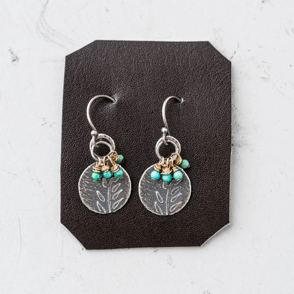 Turquoise Fern Earrings in Silver