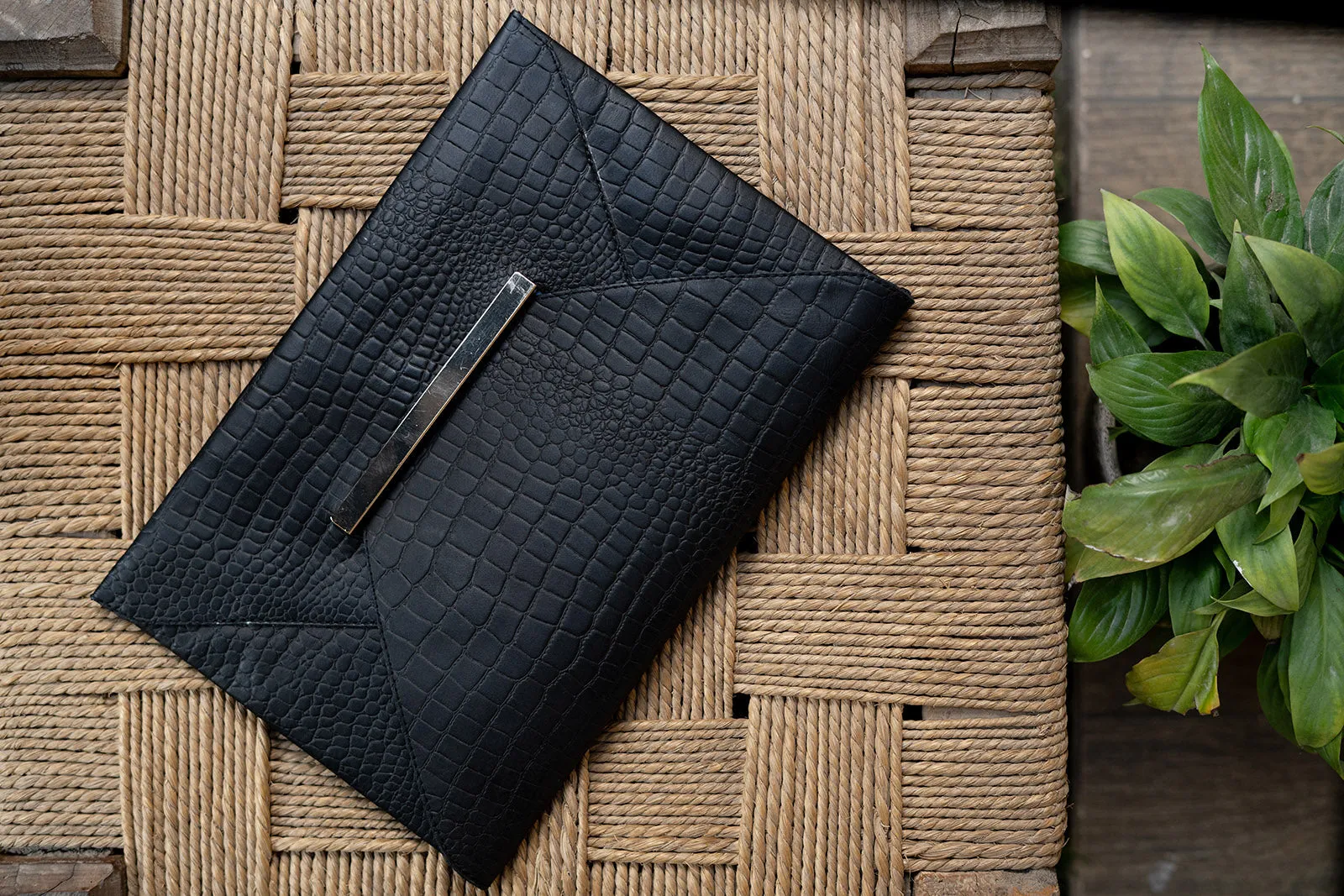 Uma Leather Envelope Clutch