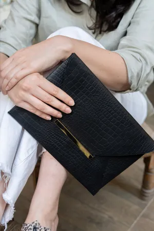 Uma Leather Envelope Clutch