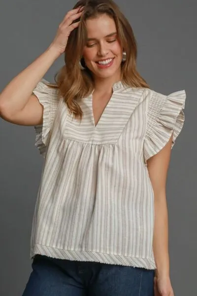 Umgee Striped Babydoll Top