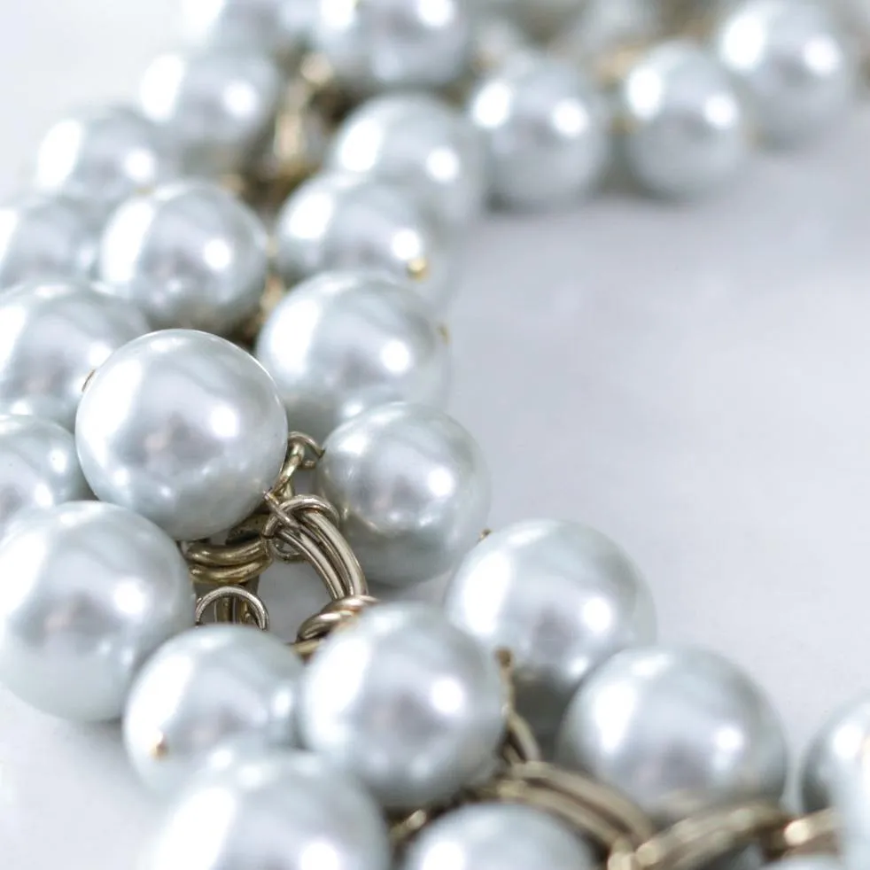 Vintage Gray Pearl Cha Cha Statement Necklace