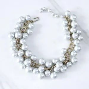 Vintage Gray Pearl Cha Cha Statement Necklace