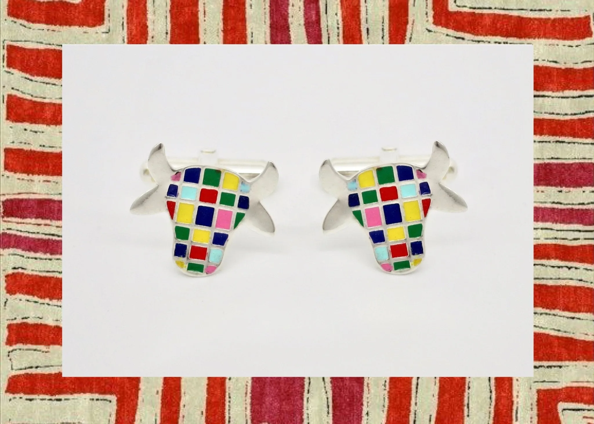 Whimsical and uber cool 'dhenu' (cow) cufflinks