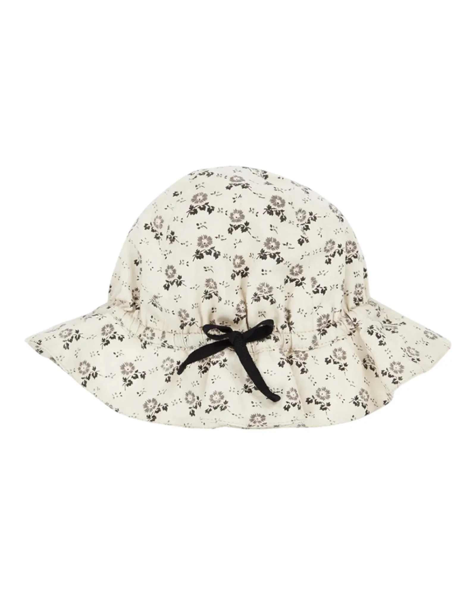 White Bucket Hat with Flower Pattern