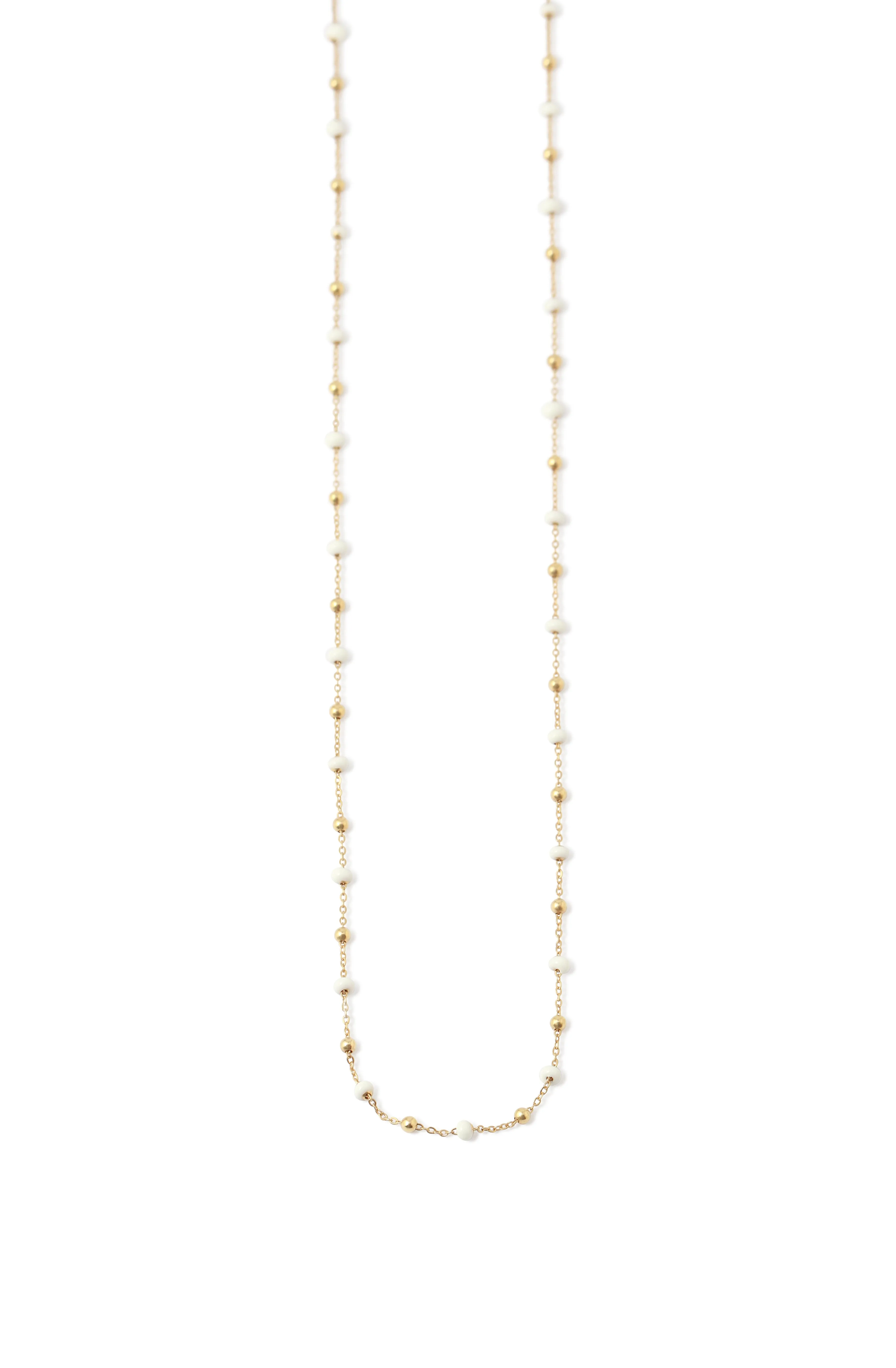 White Enamel Bead Necklace by Hayley K.S. Fine