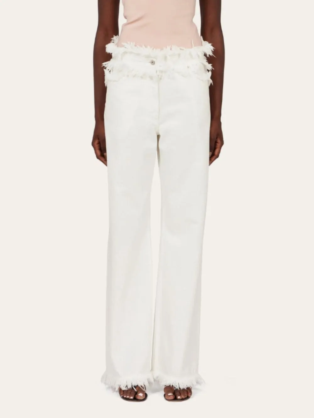 White Fringe Detail Jeans